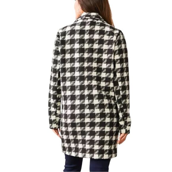 🌹 WILLOW & ROOT BLACK CHECKERED DRESS COAT - Picture 3 of 10